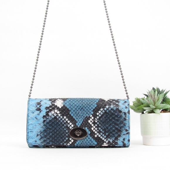 Coach Blue Snake Embossed Crossbody Bag - Picture 1 of 10